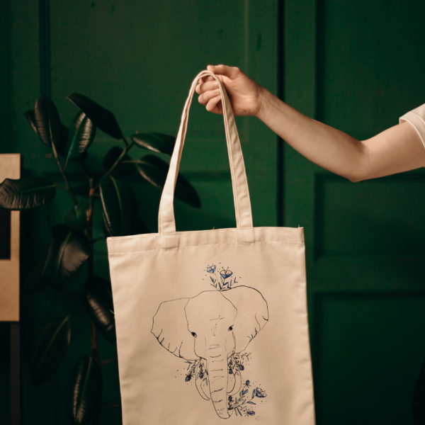 Totebag éléphant végétal