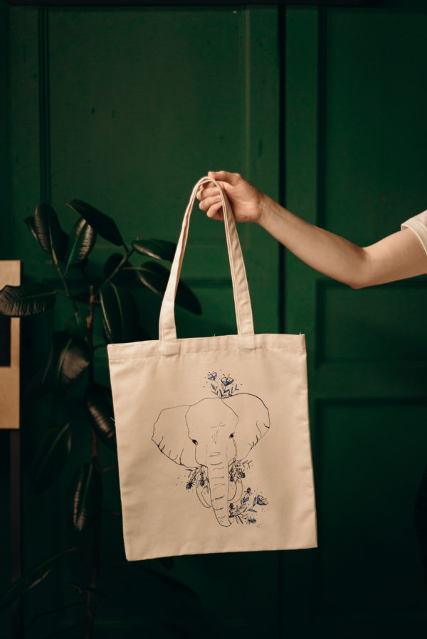 Totebag éléphant végétal