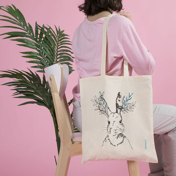 tote bag lapin végétal
