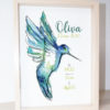 affiche naissance colibri cadre