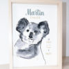 affiche naissance koala cadre
