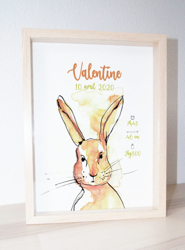 affiche naissance lapin cadre