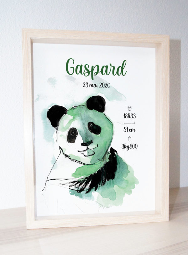 affiche naissance panda cadre