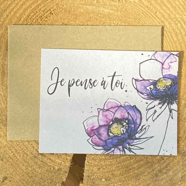 Carte avec enveloppe Je pense à toi