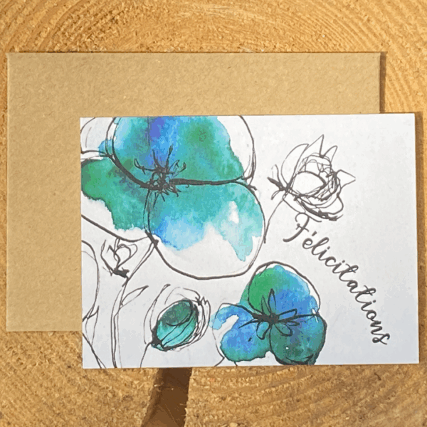 Carte avec enveloppe Félicitations bleutées