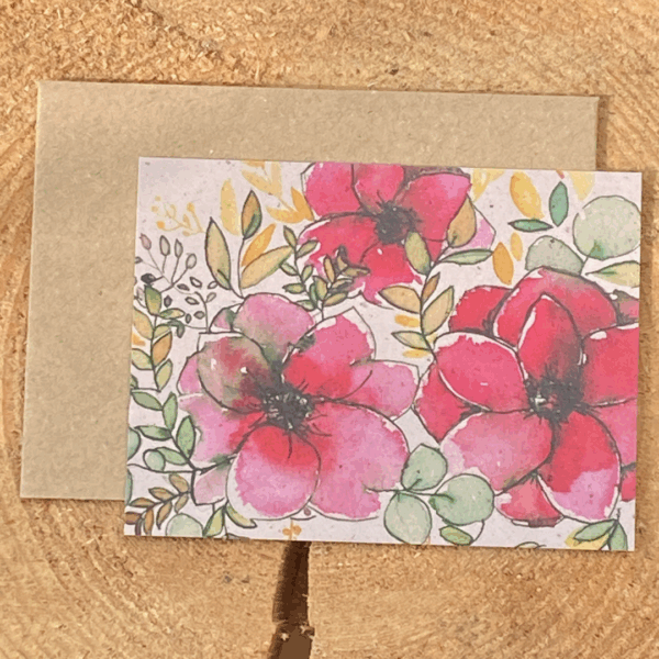 Carte avec enveloppe Oh les fleurs oh les fleurs