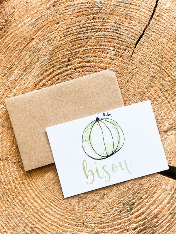 Carte Melon Bisou avec enveloppe