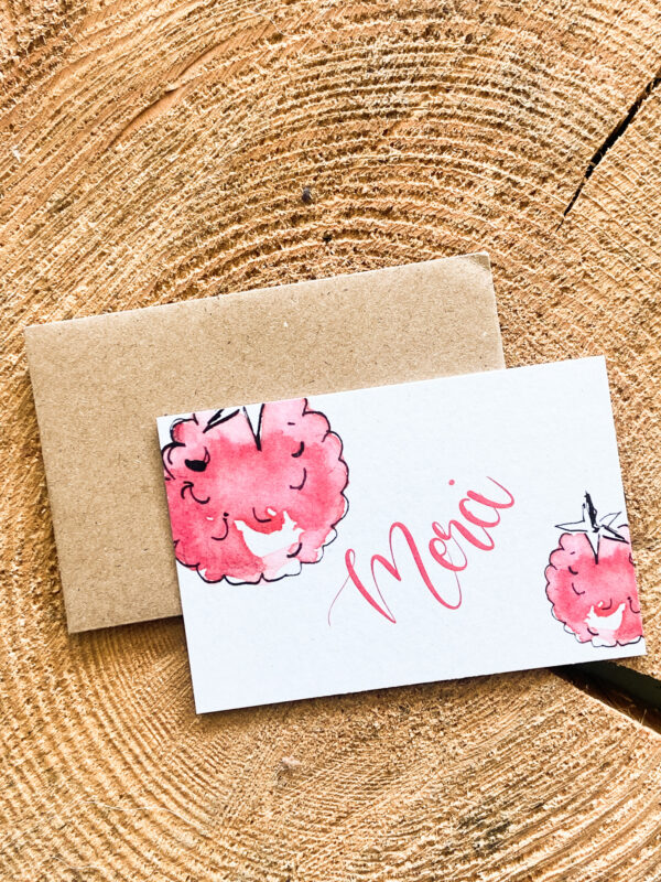 Carte Merci Framboise avec enveloppe