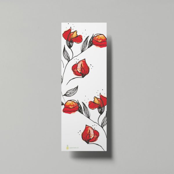 marque page fleurs rouges