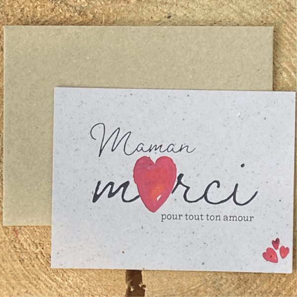 Carte avec enveloppe merci maman