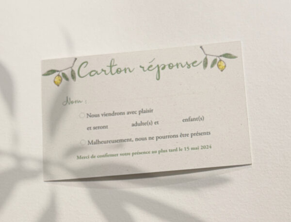 Carton réponse Collection Citron