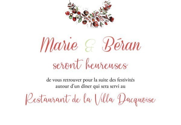 Illustration Carton invitation repas couronne champêtre
