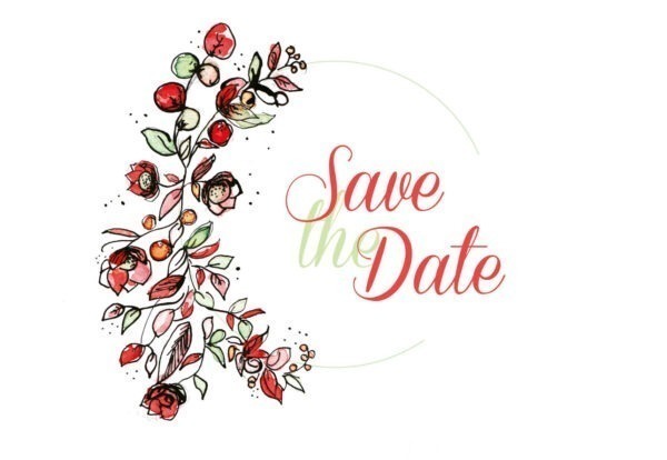 Illustration Save the date Collection couronne champêtre