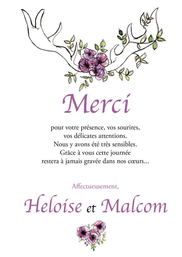 Illustration remerciements mariage Hippie