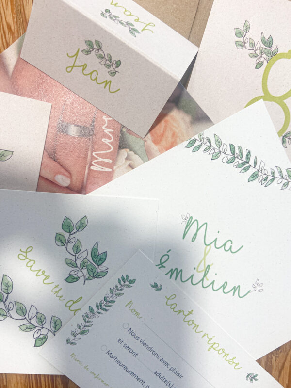 Pack papeterie de mariage collection végétale