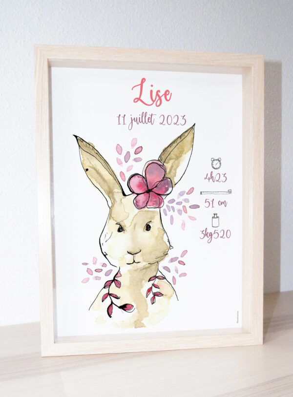Affiche naissance Lapine fleurie – Image 2