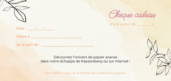 bon cadeau papier ananas