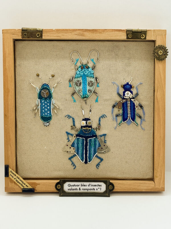 Quatuor bleu d'insectes volants & rampants n°1 tableau