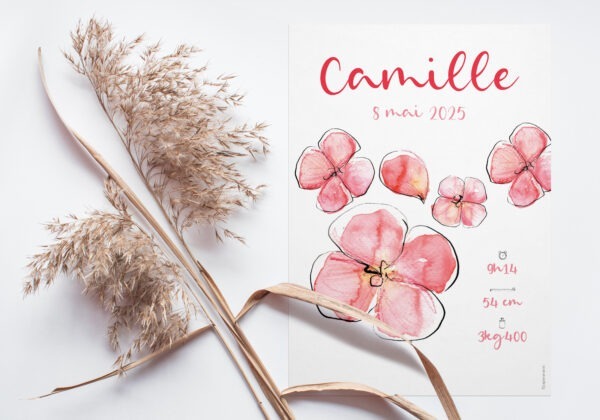 Affiche naissance Fleurs