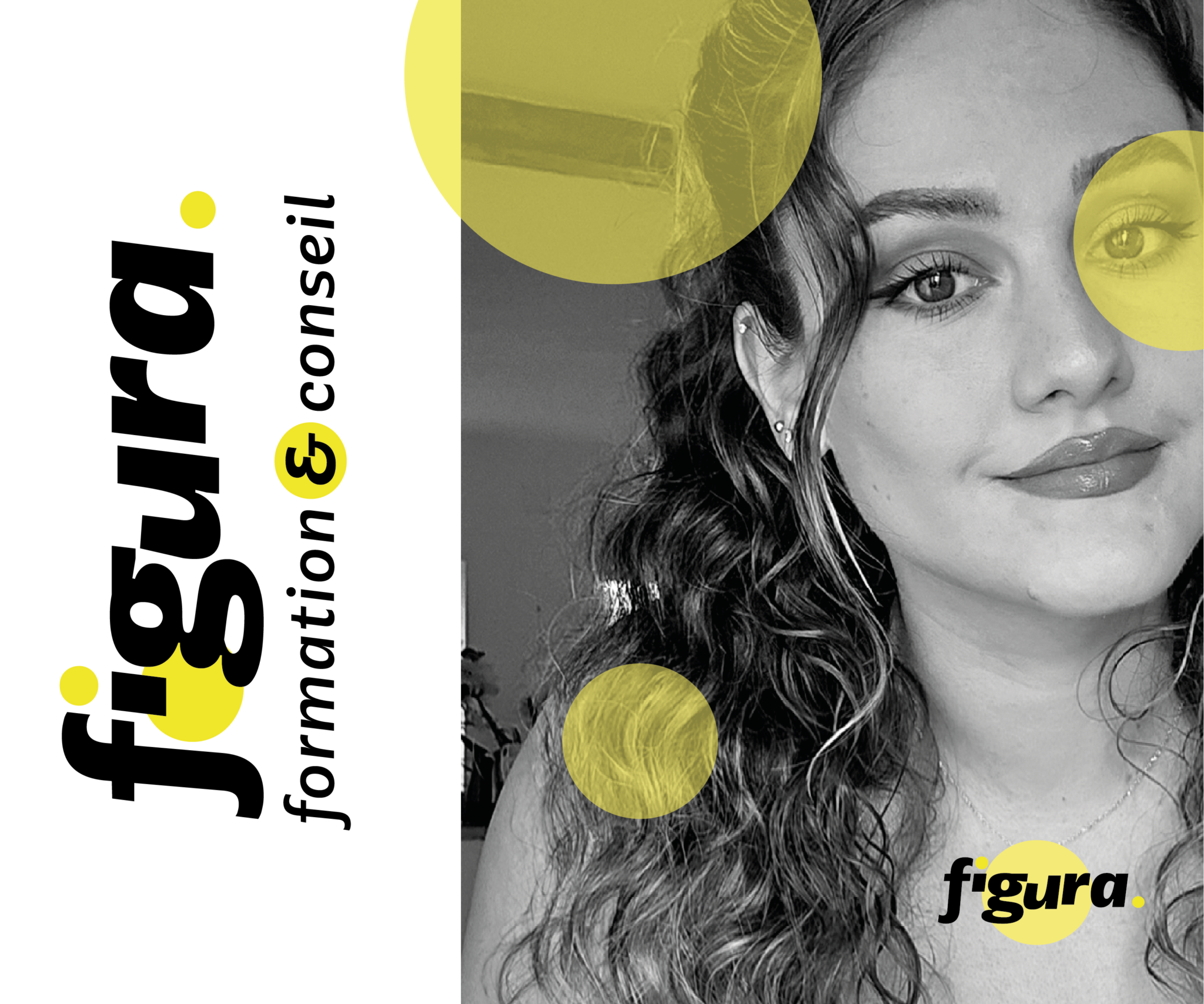 Logo et identité visuelle Figura noir et jaune avec la signature « formation & conseil »
